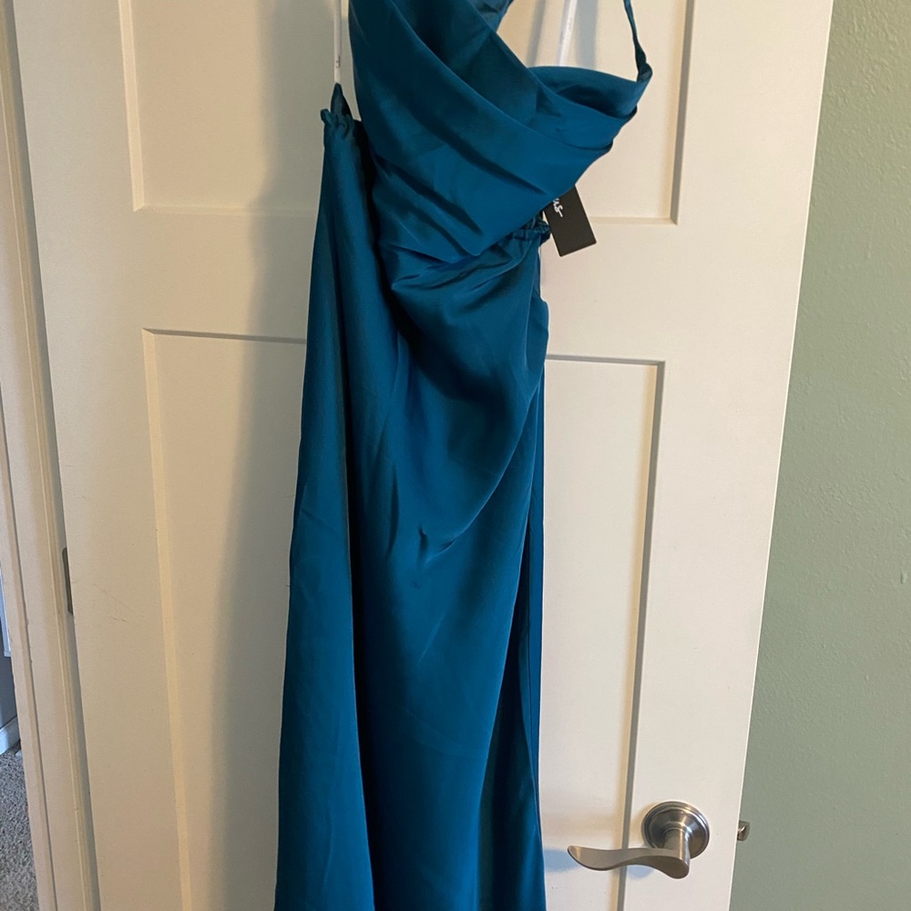 Lulu's Cowl Neck Turquoise Dress